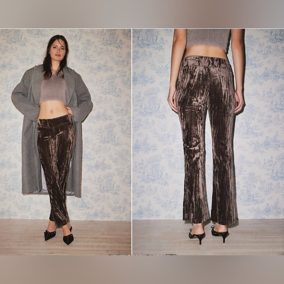 Kimchi Blue Pants - NWT Urban Outfitters Kimchi Blue 'Andie' Velvet Brown Wide Leg Pants - Size XXXL